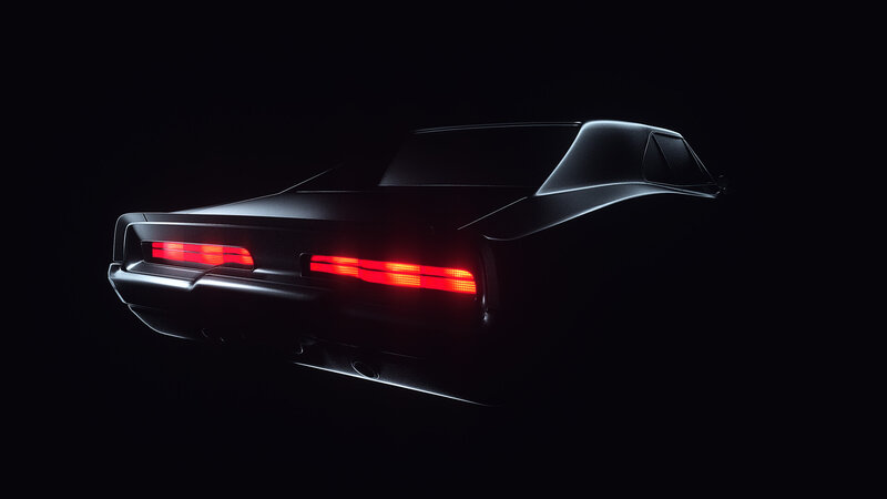 Black Car Rear View — Dark
