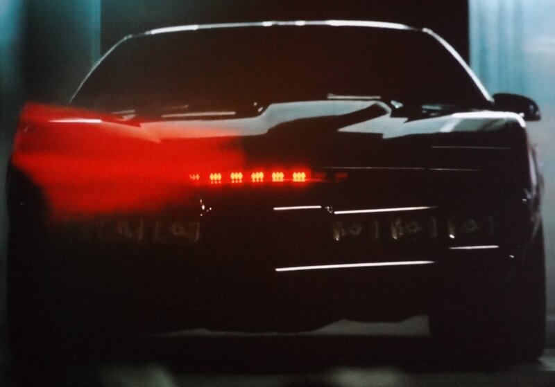 Black Car Rear View — Dramatic, Night