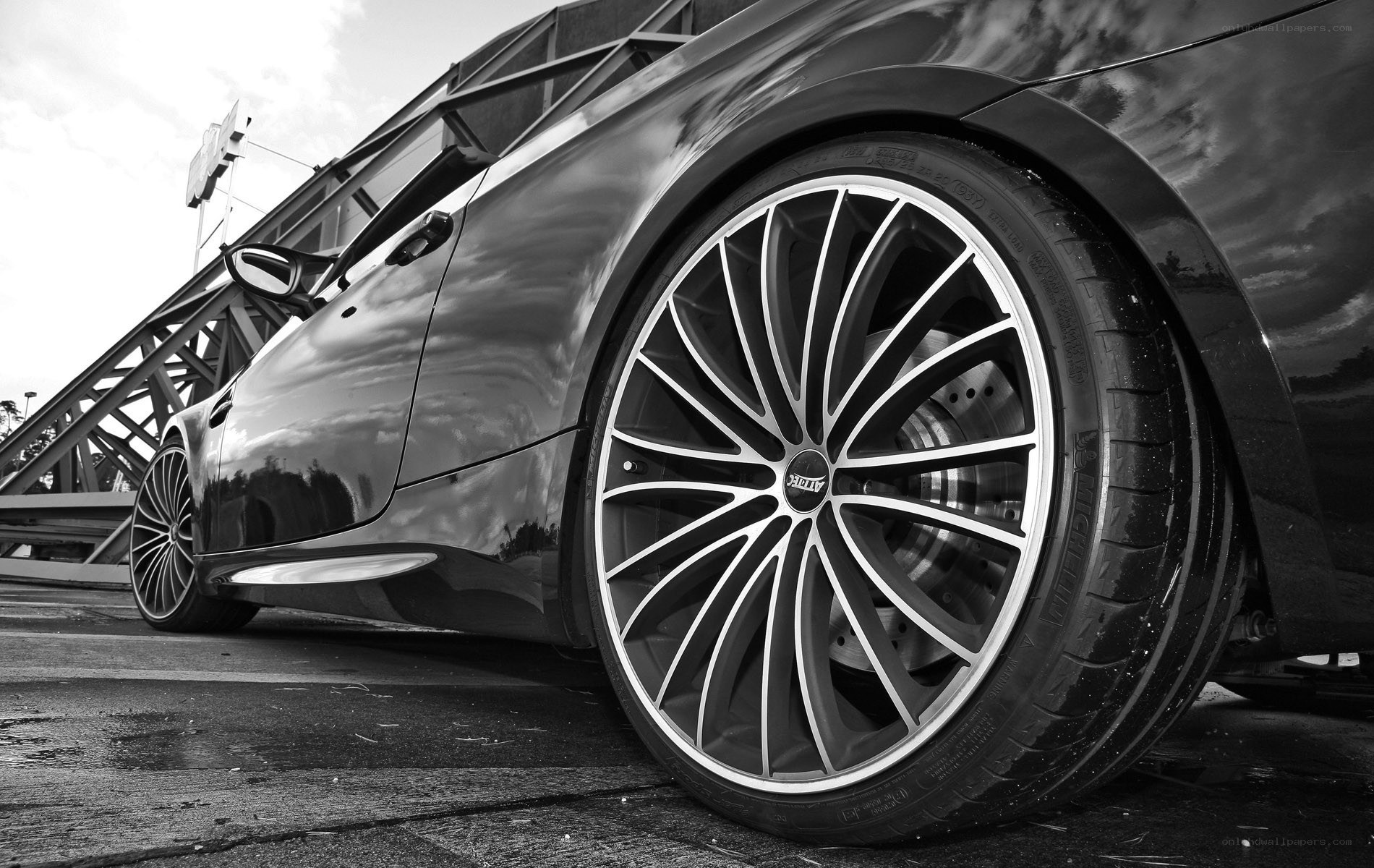 black car wheel close-up