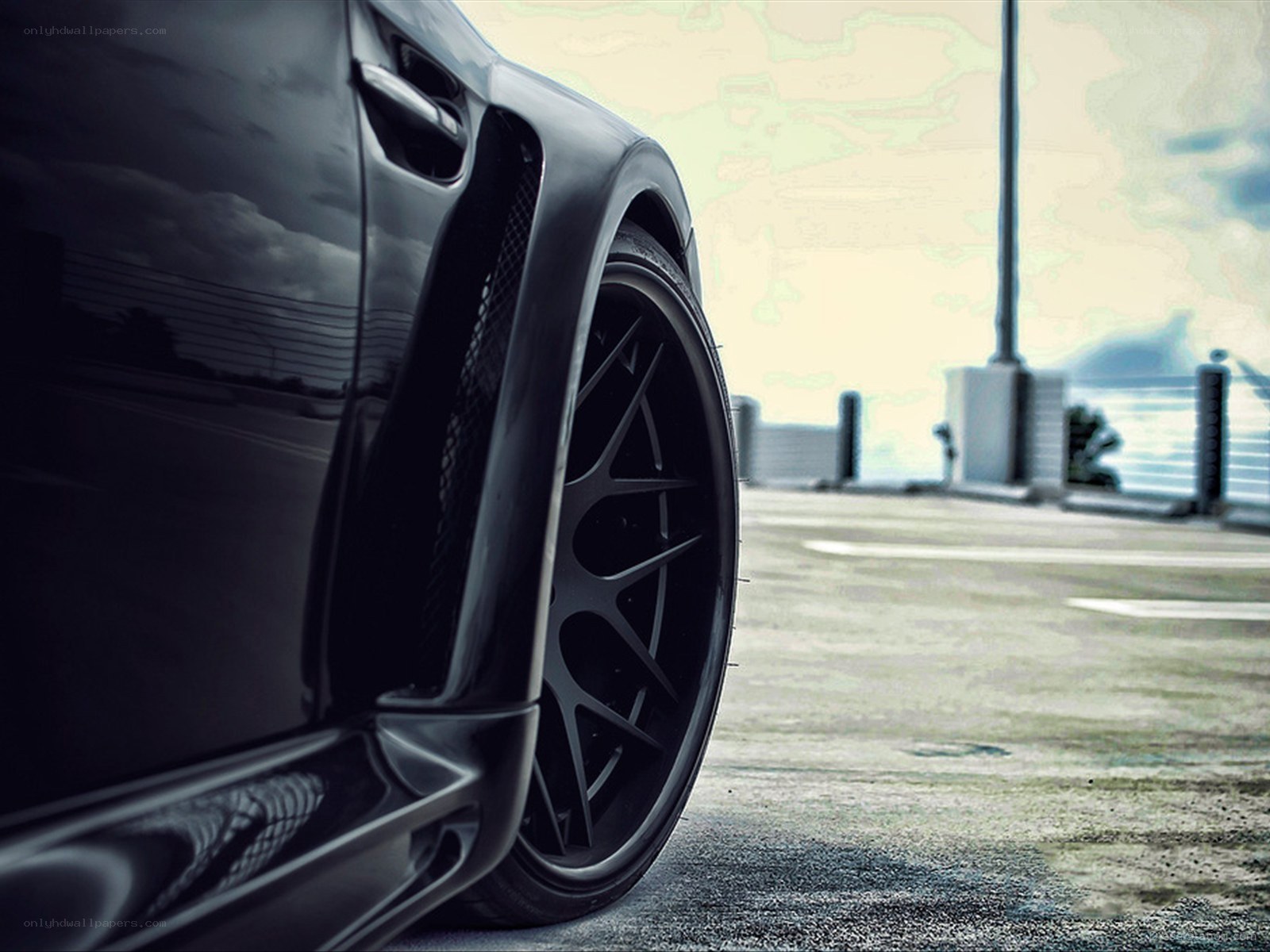 black car wheel close-up