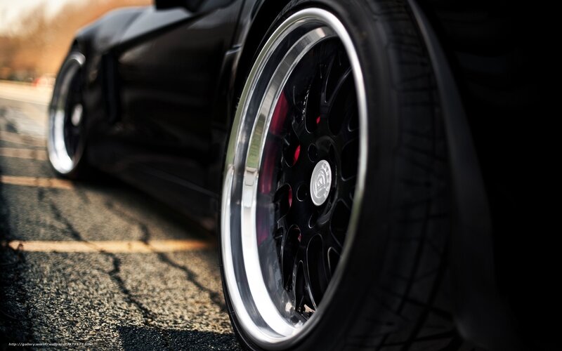 Black Car Wheel — Dramatic, Afternoon, Photograph