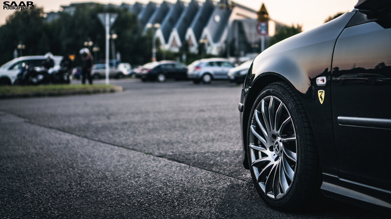 Black Car Wheel — Dramatic, Sunset, Photograph, Road