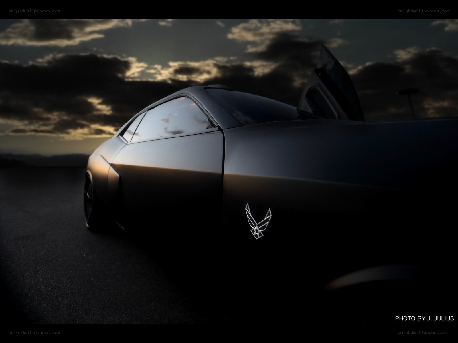 Black car with Air Force logo