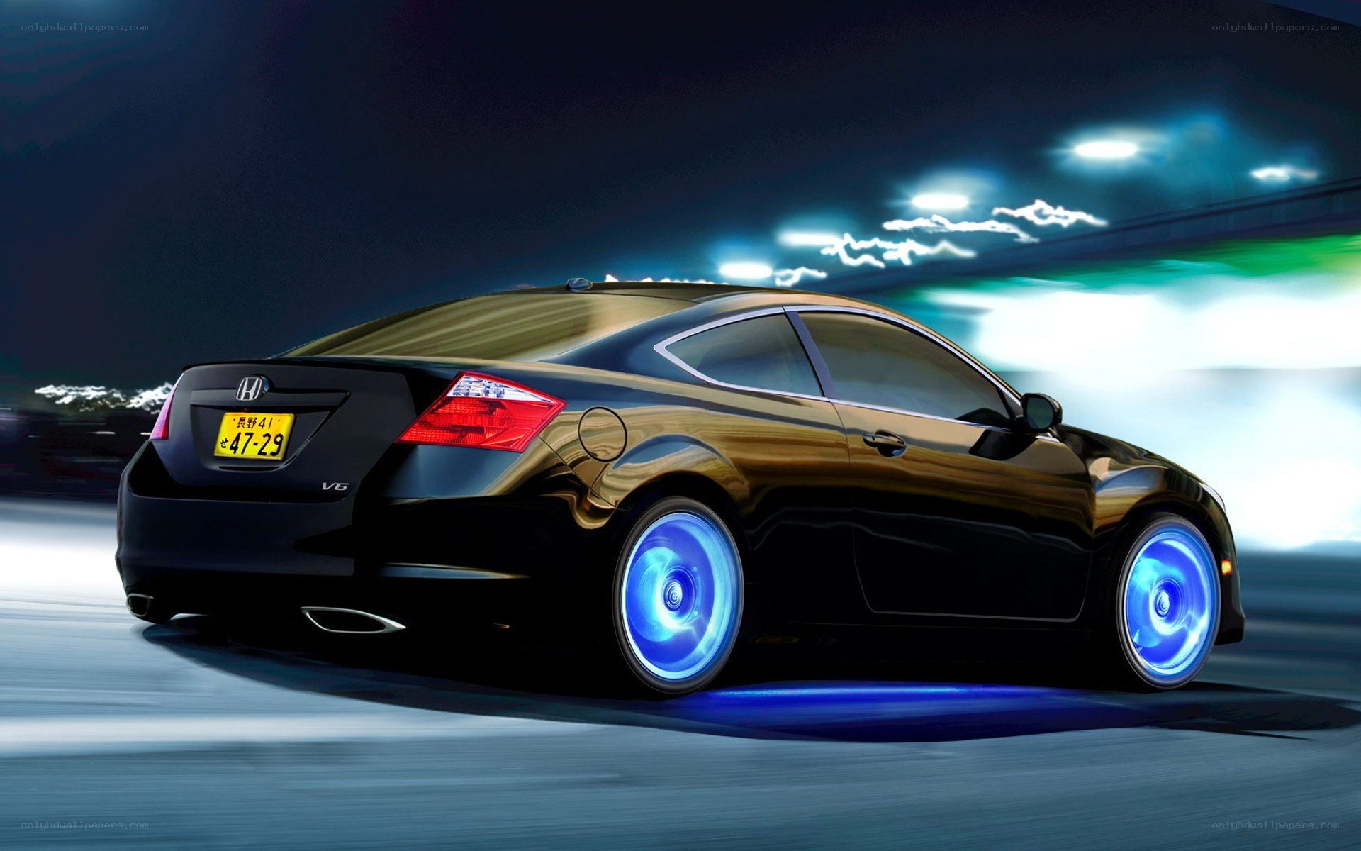 black car with blue lights