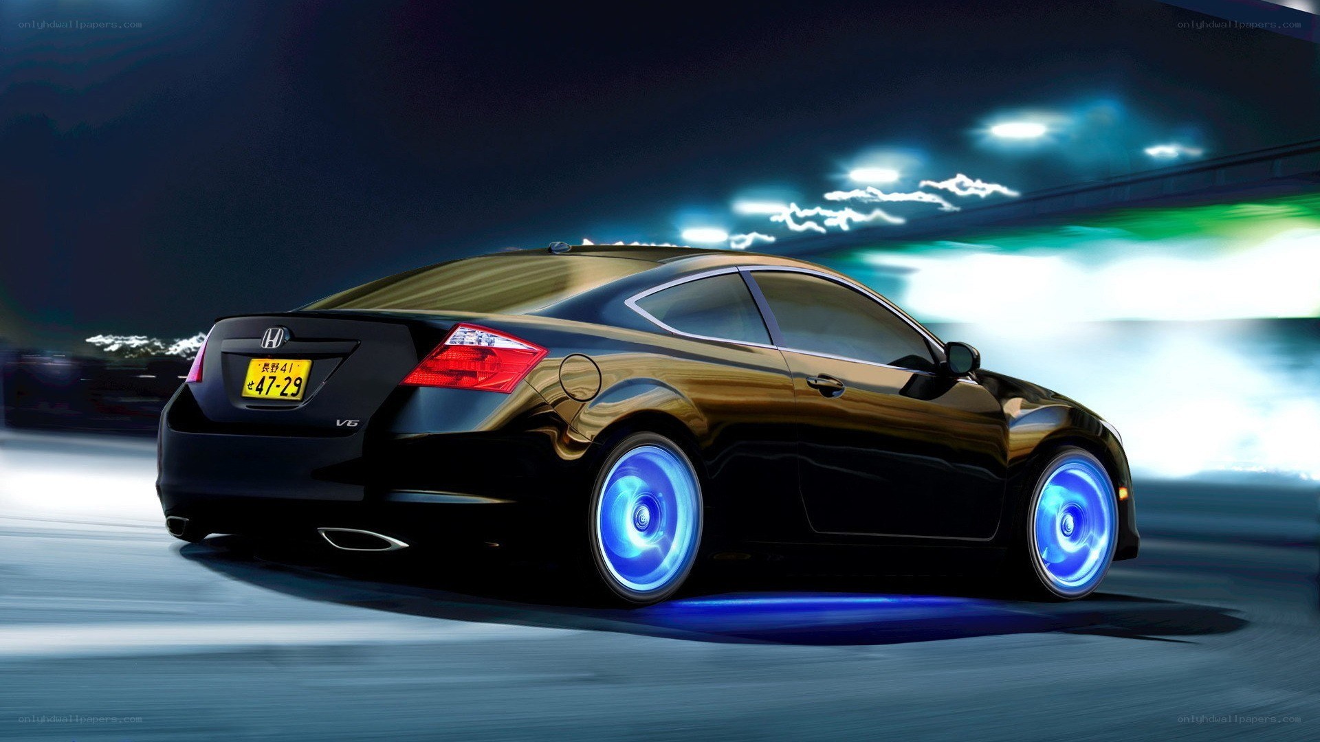black car with blue lights