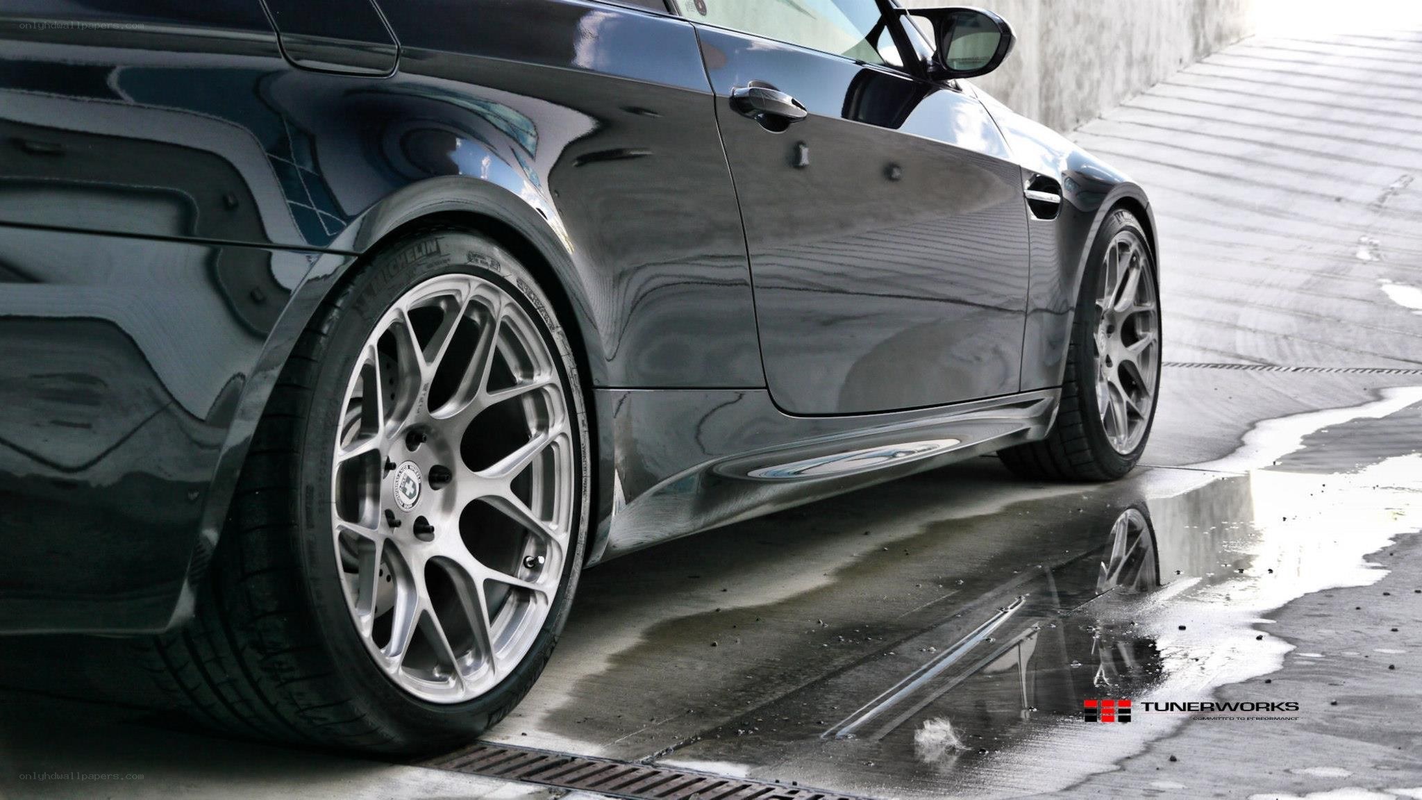 black car with custom wheels