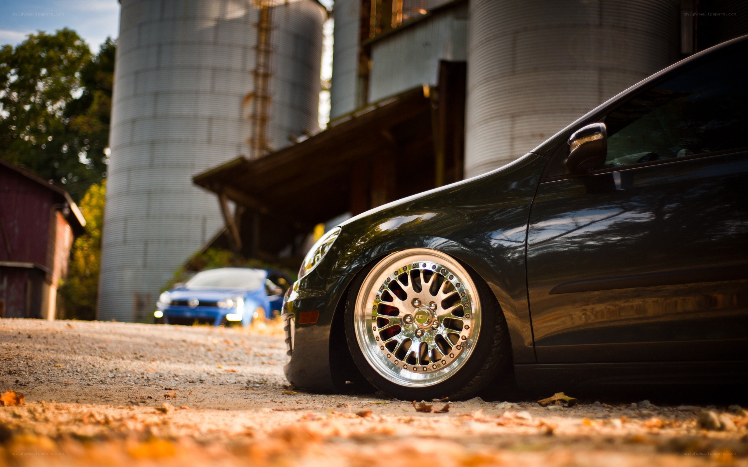 black car with custom wheels