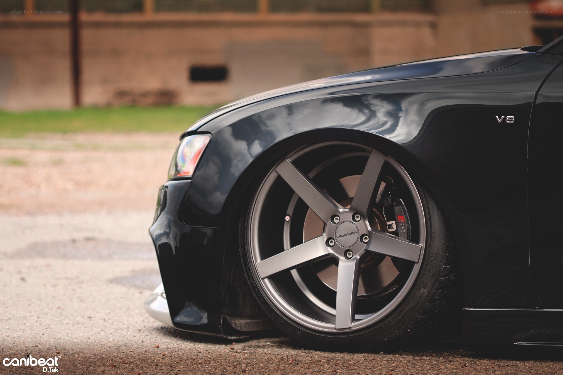 black car with custom wheels