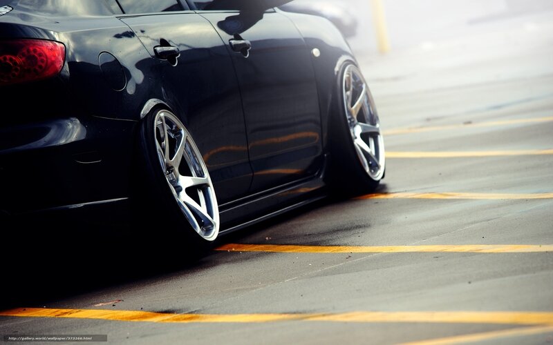 black car with custom wheels