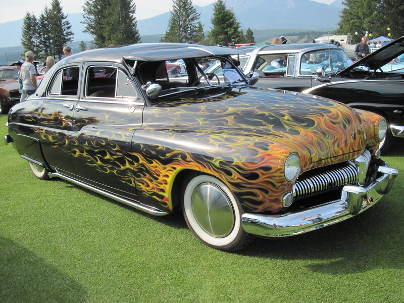 Black Car with Flame Paint