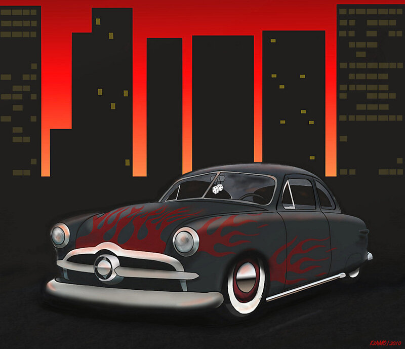 Black Car with Flames