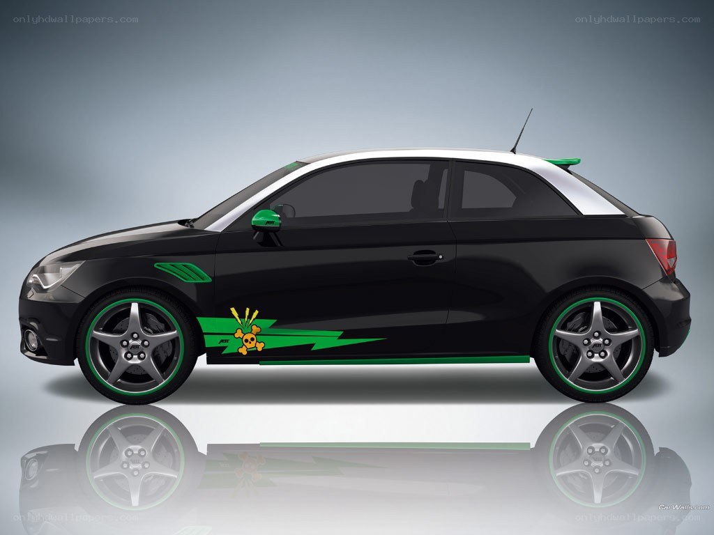 black car with green decals