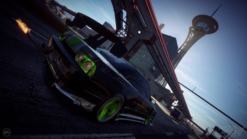 Black Car with Green Wheels — Dramatic, Afternoon