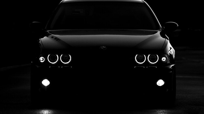 Black Car with Headlights