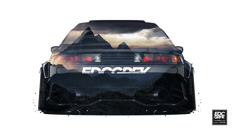 Black Car with Mountain Reflection