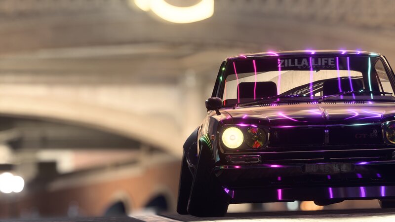 Black Car with Neon Lights