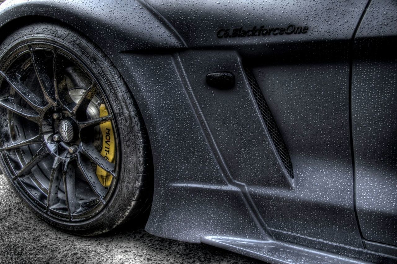 Black car with raindrops