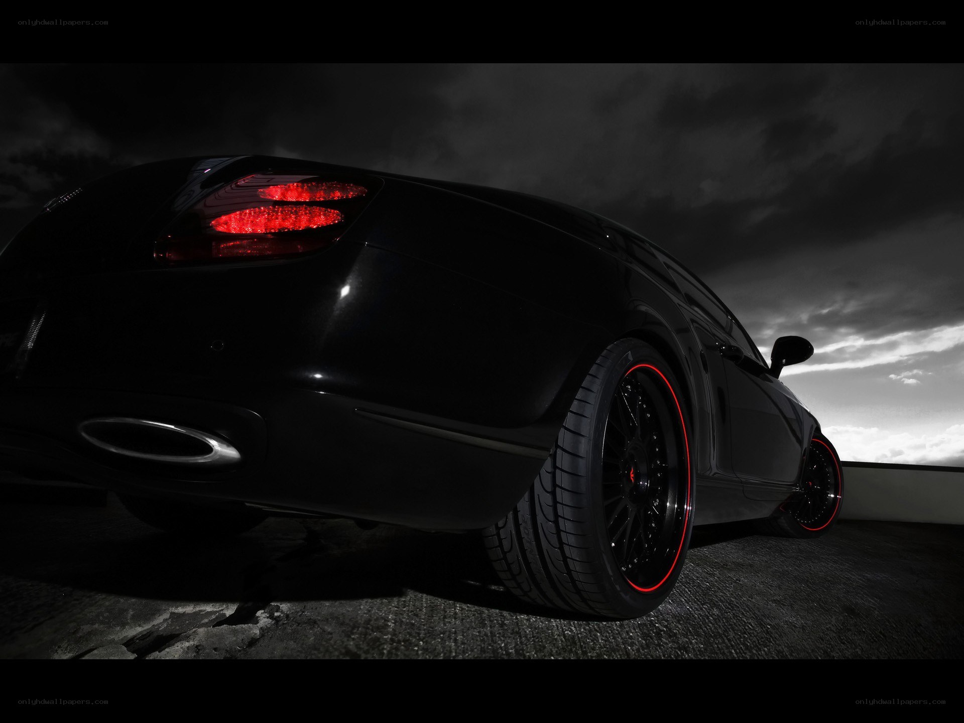 Black car with red accents