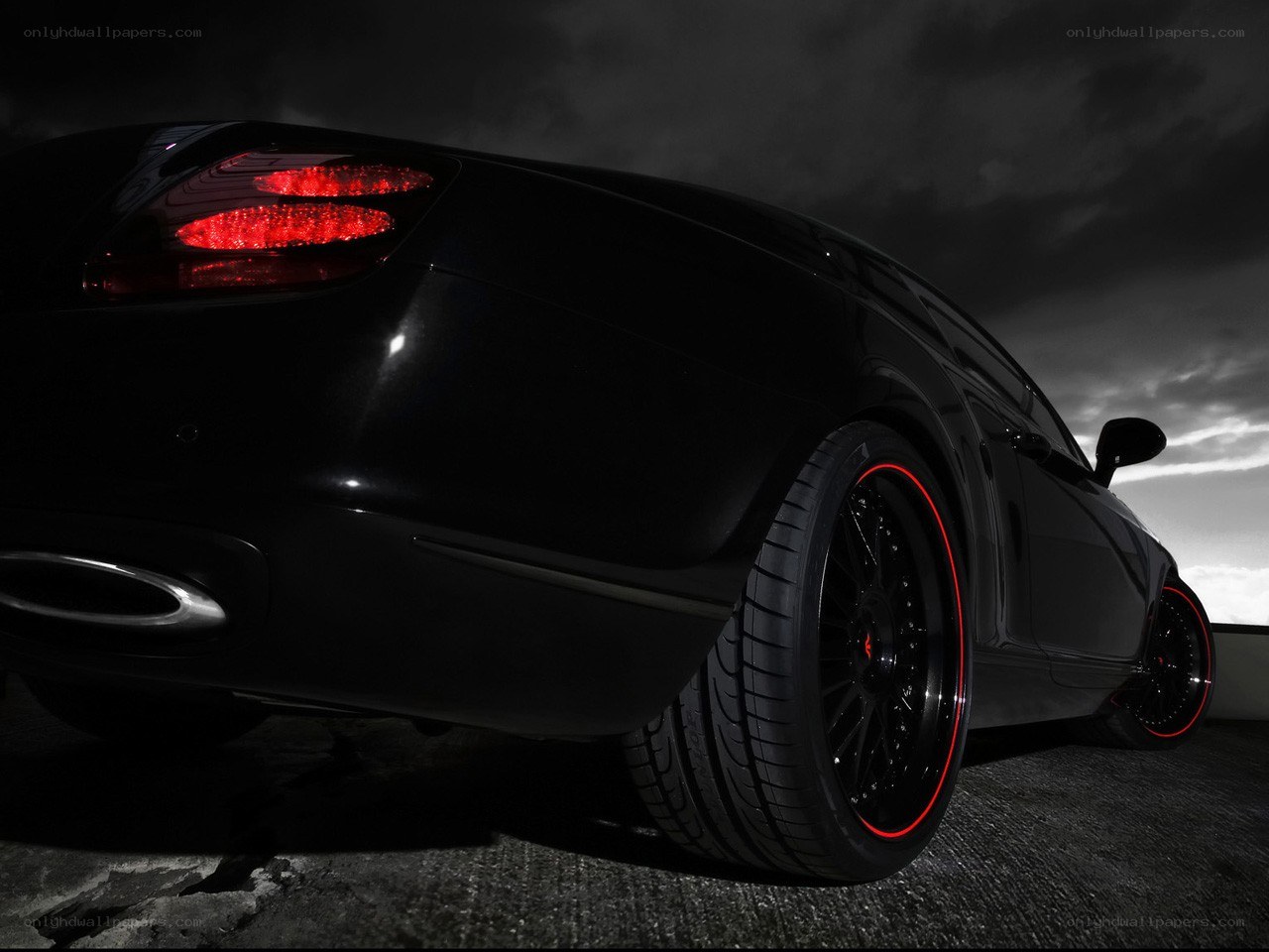black car with red accents