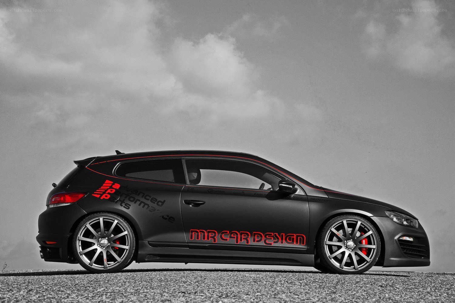 black car with red accents