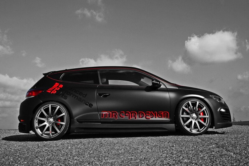 black car with red accents