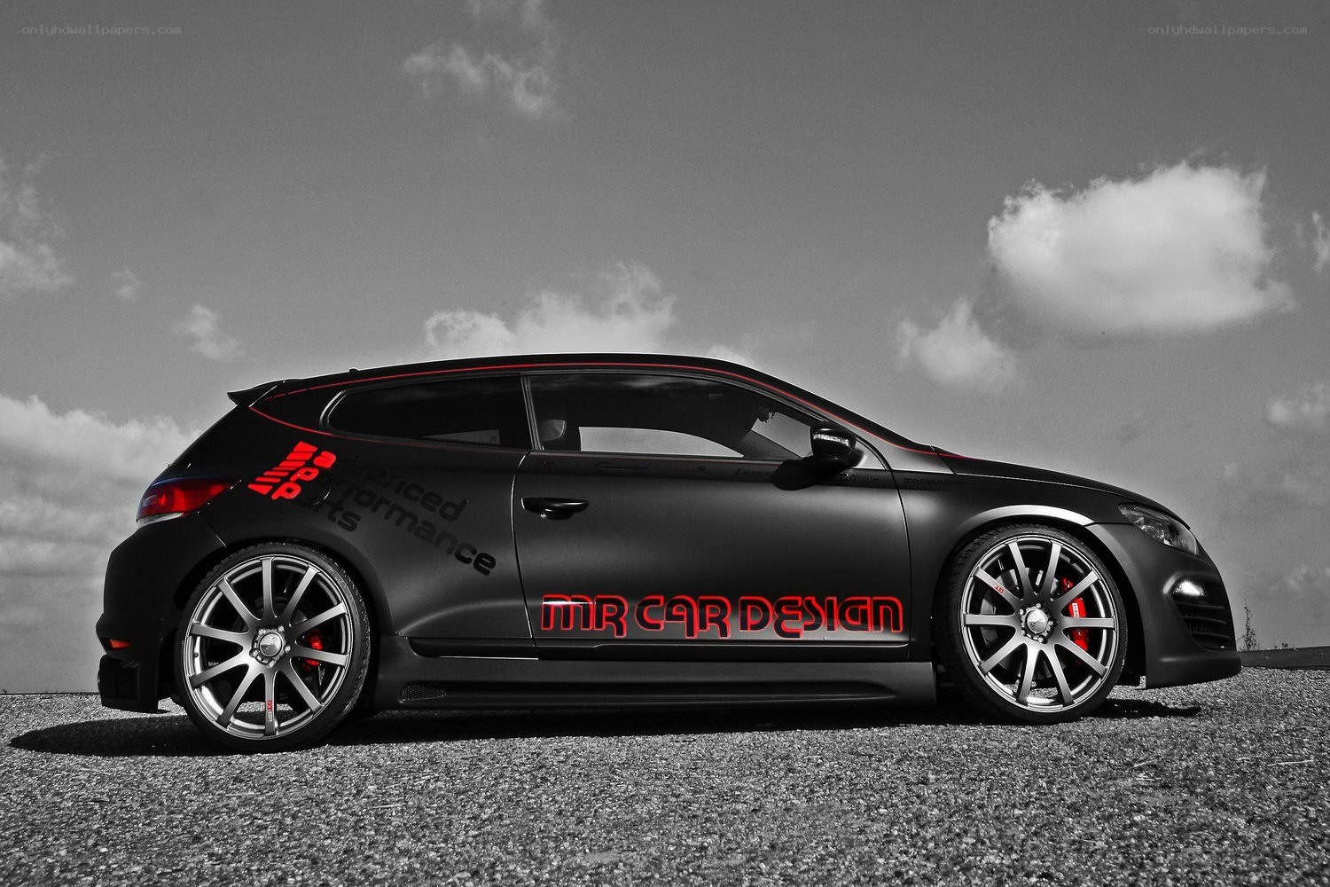 black car with red accents