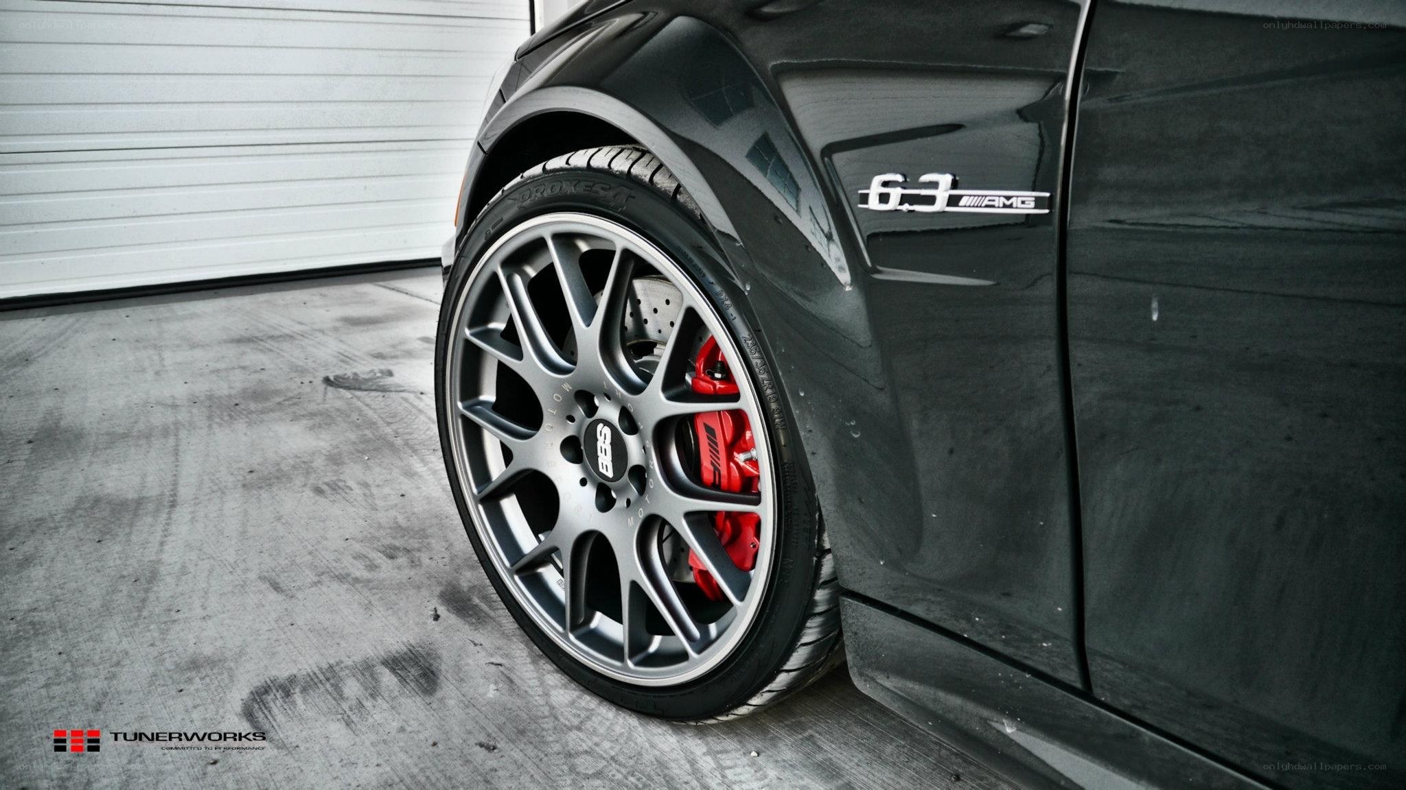 black car with red brakes