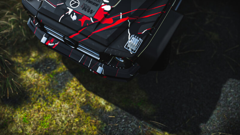 Black Car with Red Decals