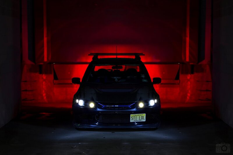 black car with red lighting