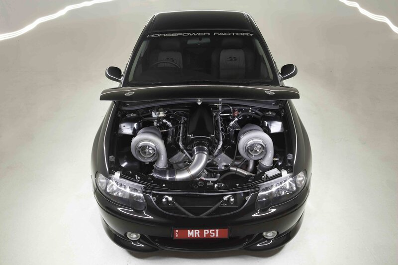 Black car with twin turbo engine