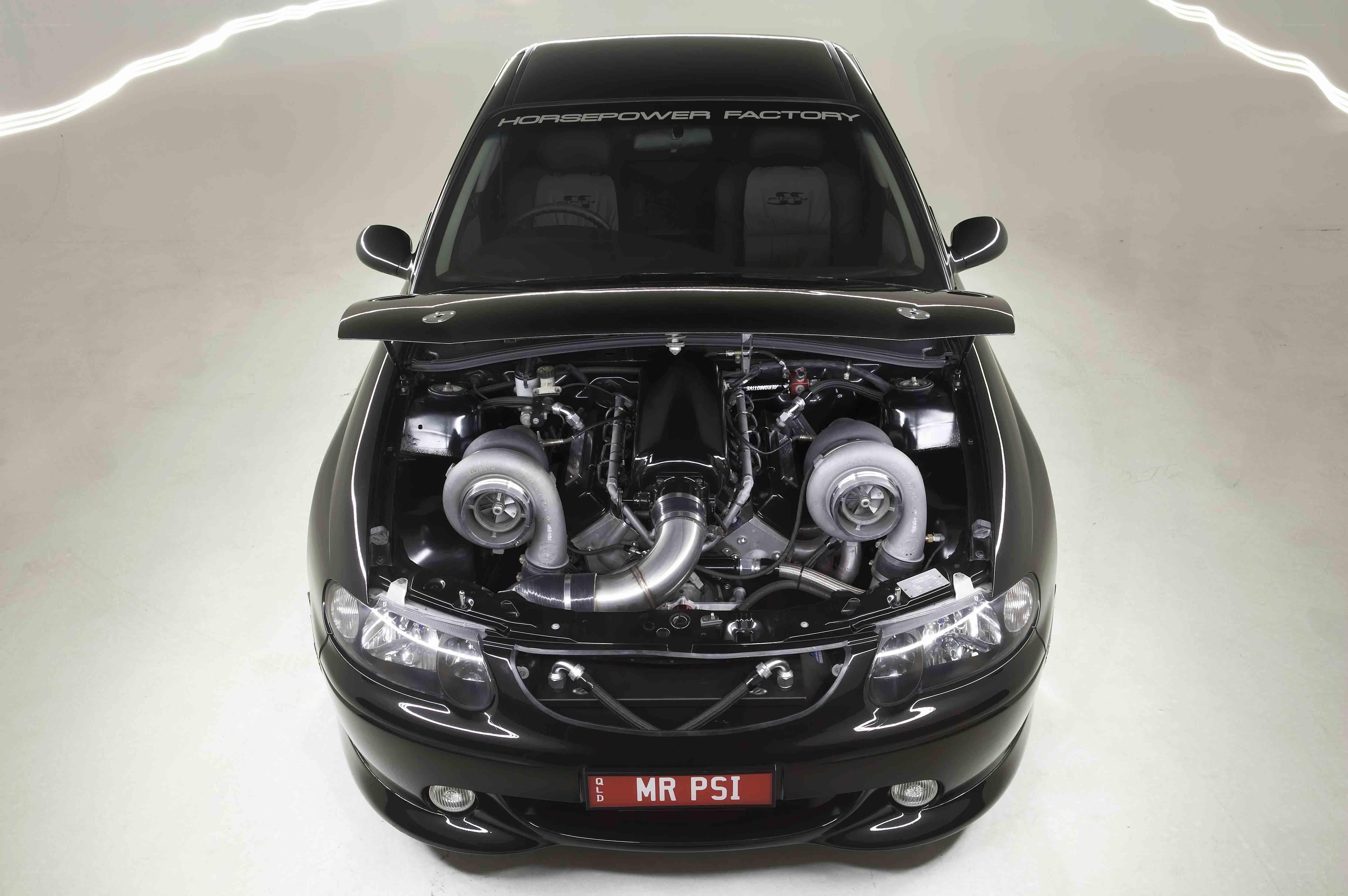 Black car with twin turbo engine
