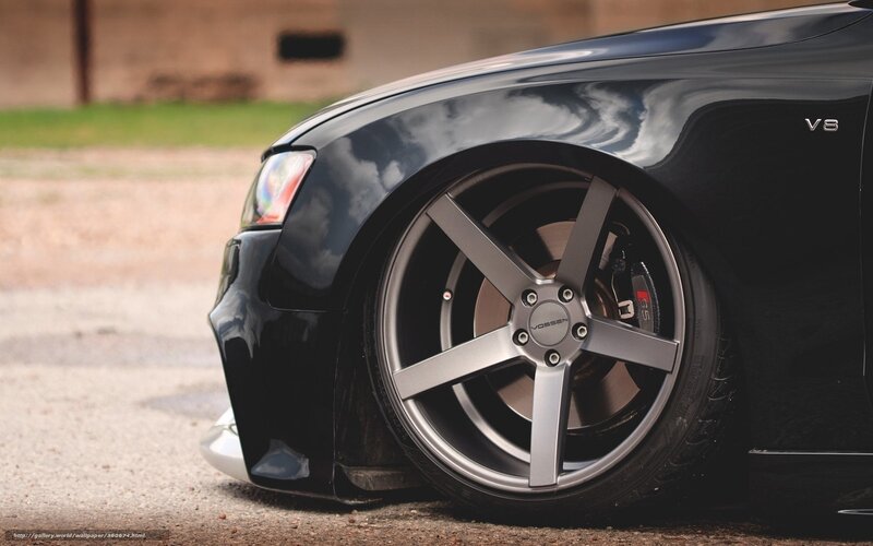 black car with V8 engine
