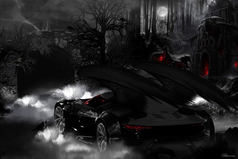 Black Car with Wings