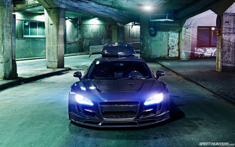 Black Carbon-fiber Car — Dramatic, Night