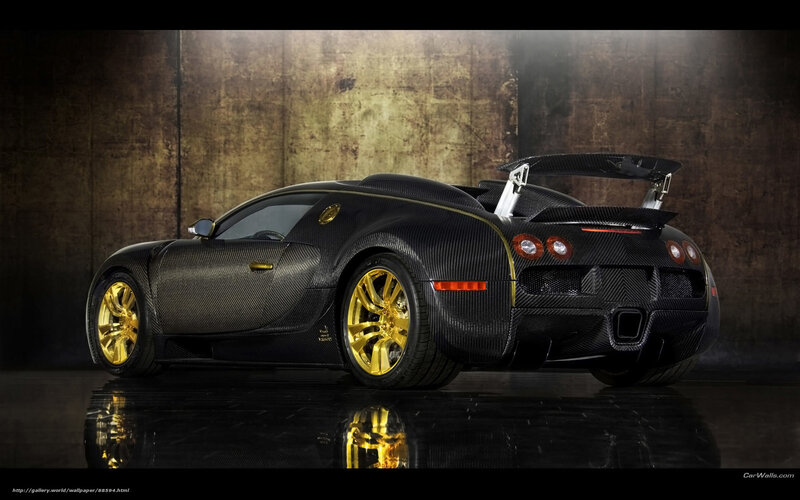 Black Carbon-fiber Car — Dramatic, Photograph, Gold Wheels
