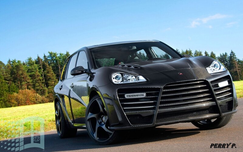 Black Carbon-fiber SUV — Dramatic, Afternoon