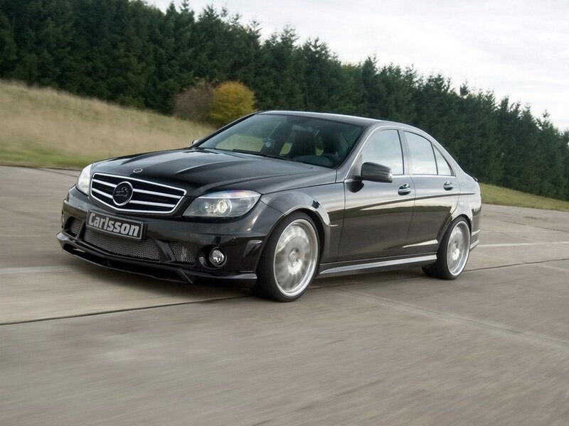 Black Carlsson Mercedes C63 in motion