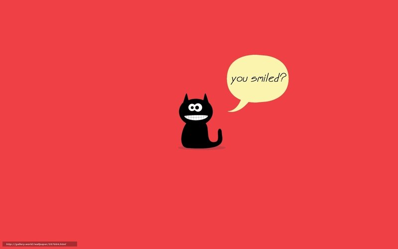 Black Cartoon Cat — Red