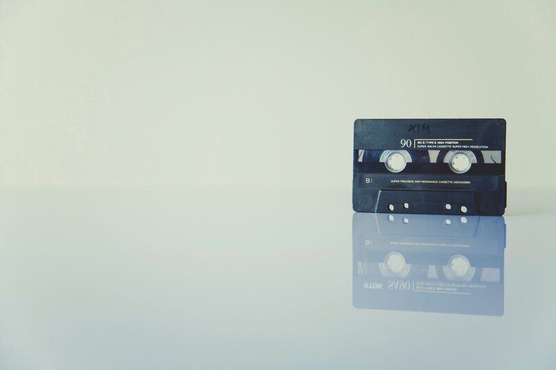 Black Cassette Tape — Blue