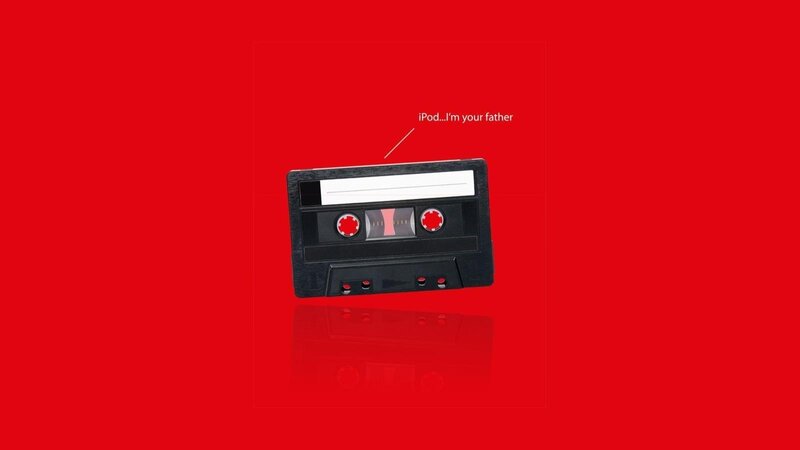 Black Cassette Tape — Red