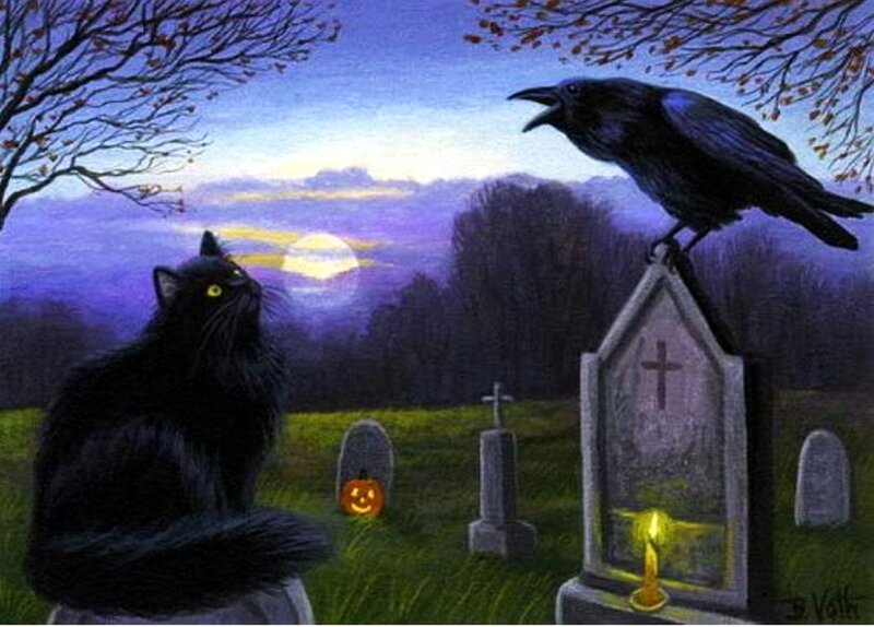 Black Cat and Crow — Purple