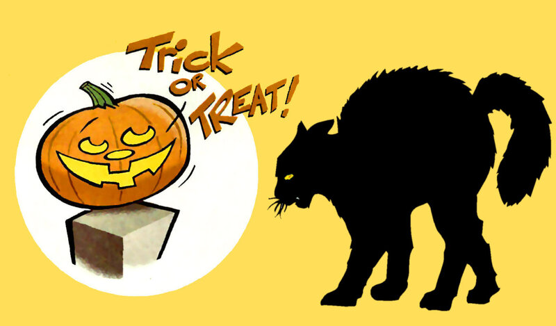 Black Cat and Jack-o-lantern — Yellow