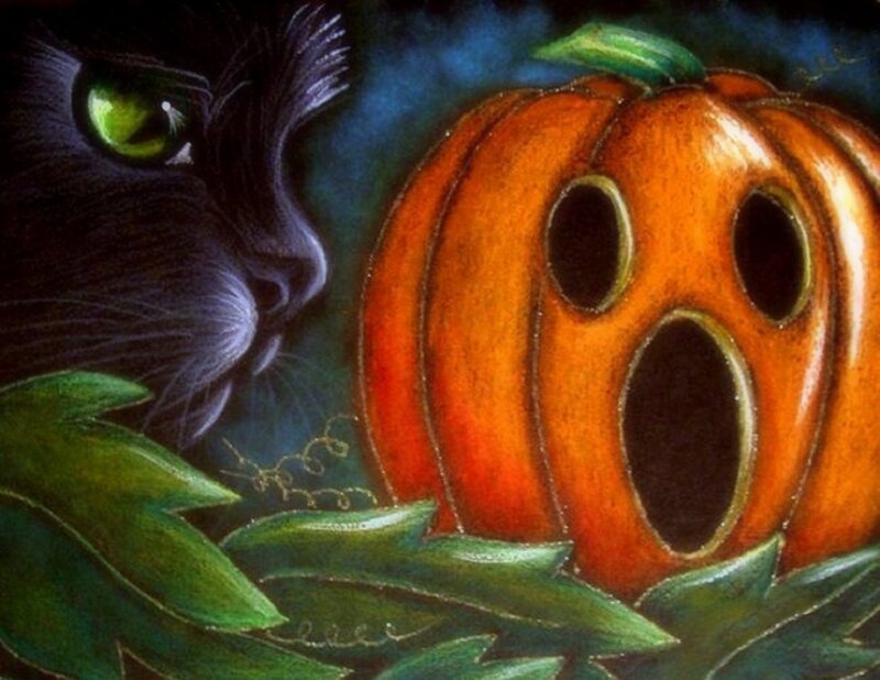 Black Cat and Pumpkin — Orange