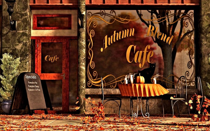 Black Cat at Cafe Table