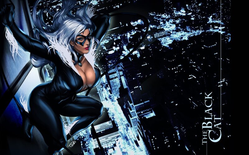 Black Cat Character — Dramatic, Night, Comic, Cityscape