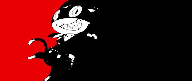 Black Cat Character — Red, Dramatic, Manga, Red Background