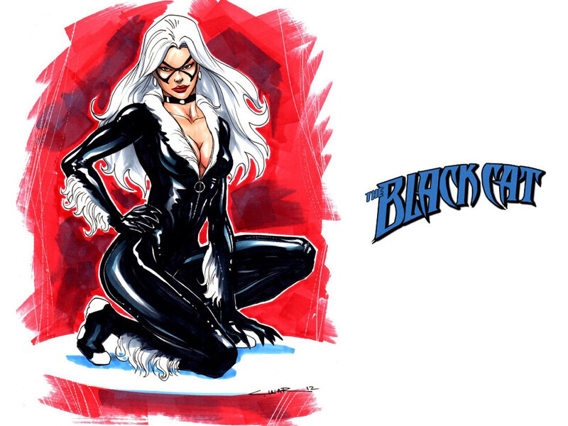 Black Cat Character — Red, Dramatic