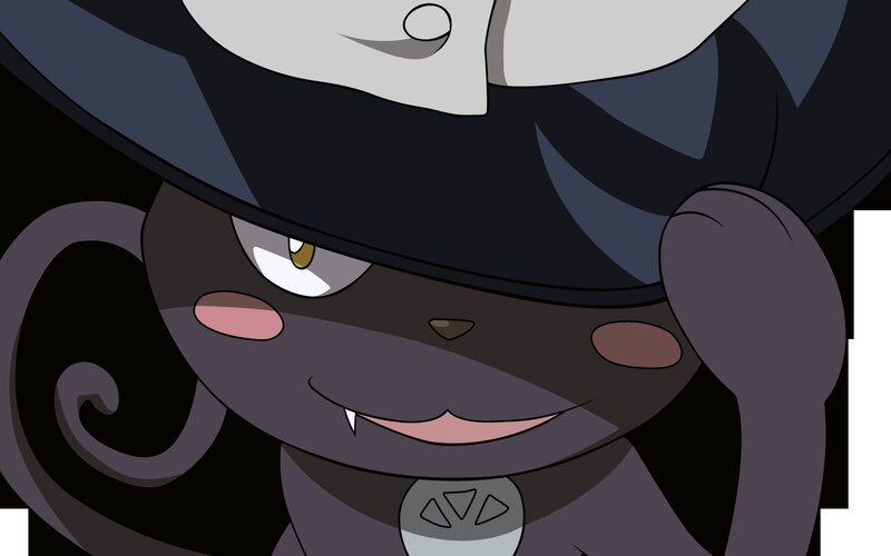 black cat character with hat