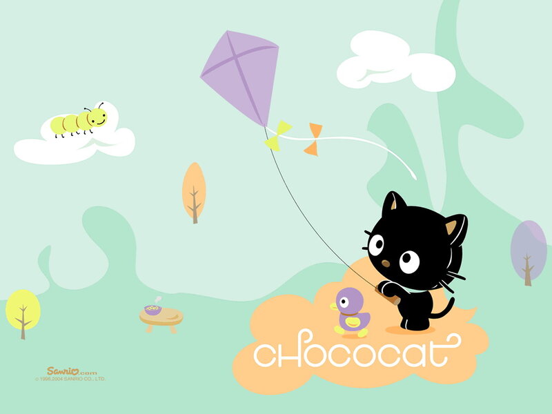 Black Cat Flying Kite — Mint Green