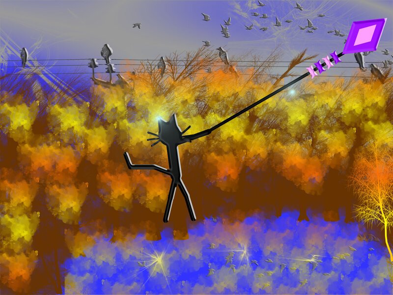 Black Cat Flying Kite